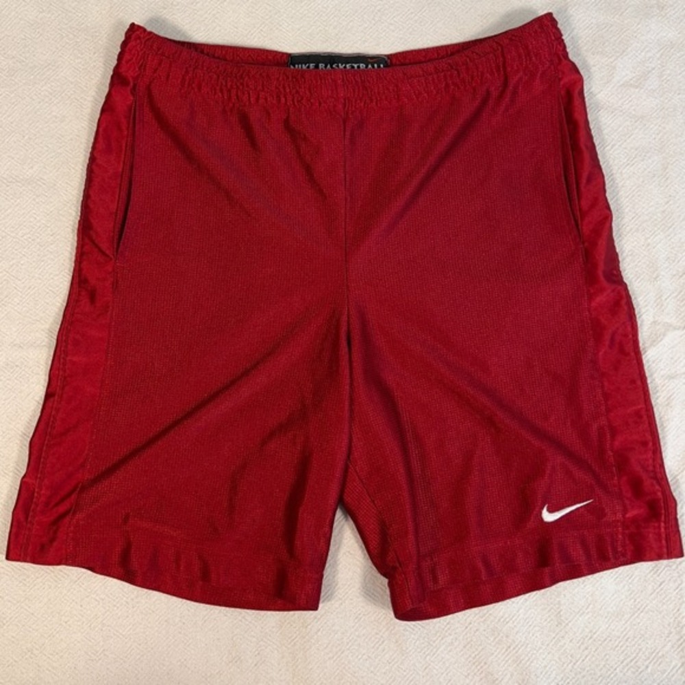 Nike Basketball Shorts Red Dri-FIT Men's Size S‎ Dazzle Baggy Swoosh Y2K Tag